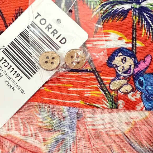 Disney Torrid Lilo & Stitch Tiki Hawaiian Button Down Shirt 5X - NWT - Picture 11 of 11
